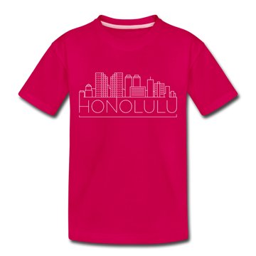 Honolulu, Hawaii Toddler T-Shirt - Skyline Honolulu Toddler Tee - dark pink