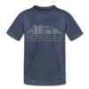 Honolulu, Hawaii Toddler T-Shirt - Skyline Honolulu Toddler Tee - heather blue