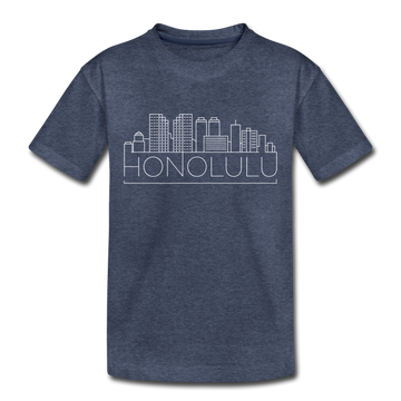 Honolulu, Hawaii Toddler T-Shirt - Skyline Honolulu Toddler Tee - heather blue