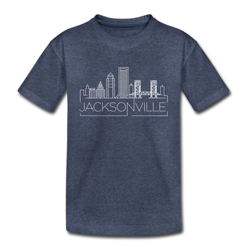 Jacksonville, Florida Toddler T-Shirt - Skyline Jacksonville Toddler Tee - heather blue