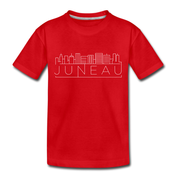 Juneau, Alaska Toddler T-Shirt - Skyline Juneau Toddler Tee - red