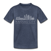 Kansas City, Missouri Toddler T-Shirt - Skyline Kansas City Toddler Tee - heather blue