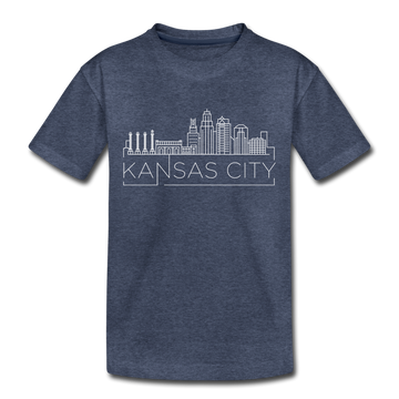 Kansas City, Missouri Toddler T-Shirt - Skyline Kansas City Toddler Tee - heather blue