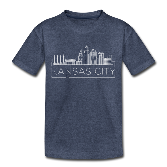 Kansas City, Missouri Toddler T-Shirt - Skyline Kansas City Toddler Tee - heather blue
