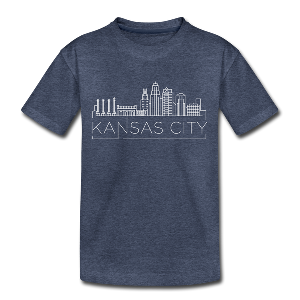 Kansas City, Missouri Toddler T-Shirt - Skyline Kansas City Toddler Tee - heather blue