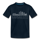 Kansas City, Missouri Toddler T-Shirt - Skyline Kansas City Toddler Tee - deep navy