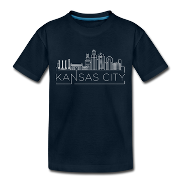 Kansas City, Missouri Toddler T-Shirt - Skyline Kansas City Toddler Tee - deep navy