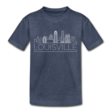 Louisville, Kentucky Toddler T-Shirt - Skyline Louisville Toddler Tee - heather blue