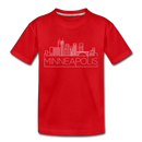 Minneapolis, Minnesota Toddler T-Shirt - Skyline Minneapolis Toddler Tee - red