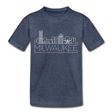 Milwaukee, Wisconsin Toddler T-Shirt - Skyline Milwaukee Toddler Tee - heather blue