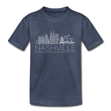 Nashville, Tennessee Toddler T-Shirt - Skyline Nashville Toddler Tee - heather blue