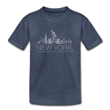 New York Toddler T-Shirt - Skyline New York Toddler Tee - heather blue