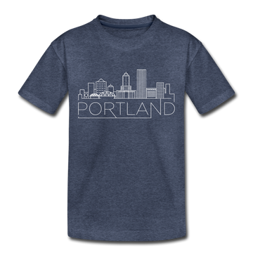 Portland, Oregon Toddler T-Shirt - Skyline Portland Toddler Tee - heather blue