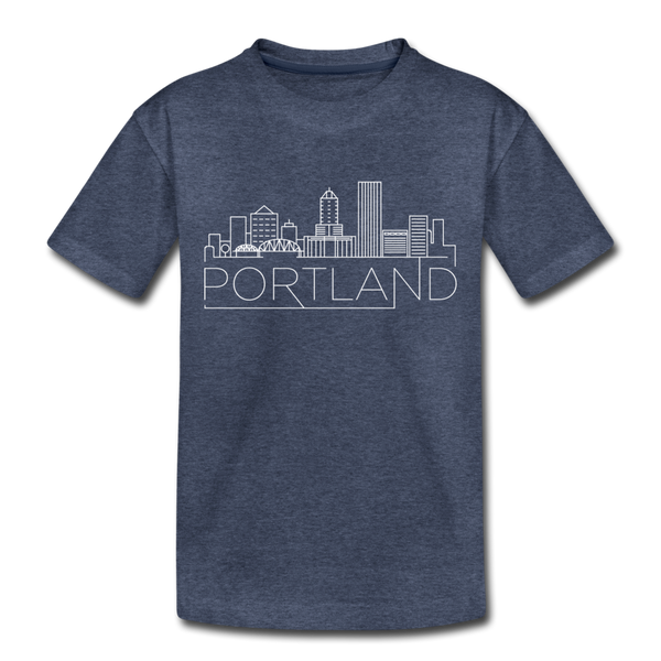 Portland, Oregon Toddler T-Shirt - Skyline Portland Toddler Tee - heather blue