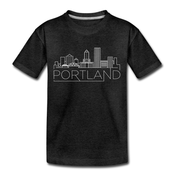 Portland, Oregon Toddler T-Shirt - Skyline Portland Toddler Tee - charcoal gray