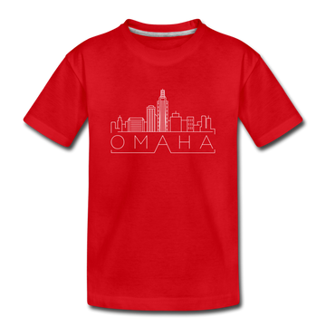 Omaha, Nebraska Toddler T-Shirt - Skyline Omaha Toddler Tee - red