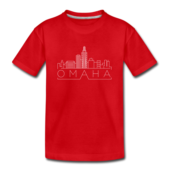 Omaha, Nebraska Toddler T-Shirt - Skyline Omaha Toddler Tee - red