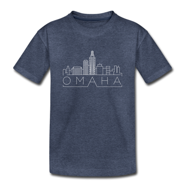 Omaha, Nebraska Toddler T-Shirt - Skyline Omaha Toddler Tee - heather blue