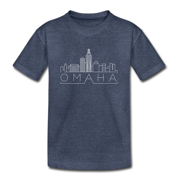 Omaha, Nebraska Toddler T-Shirt - Skyline Omaha Toddler Tee - heather blue