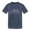 Philadelphia, Pennsylvania Toddler T-Shirt - Skyline Philadelphia Toddler Tee - heather blue