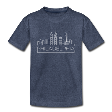 Philadelphia, Pennsylvania Toddler T-Shirt - Skyline Philadelphia Toddler Tee - heather blue