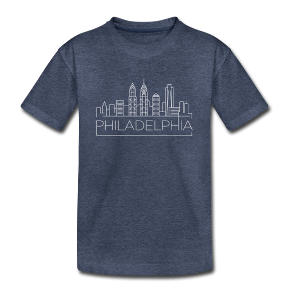 Philadelphia, Pennsylvania Toddler T-Shirt - Skyline Philadelphia Toddler Tee - heather blue