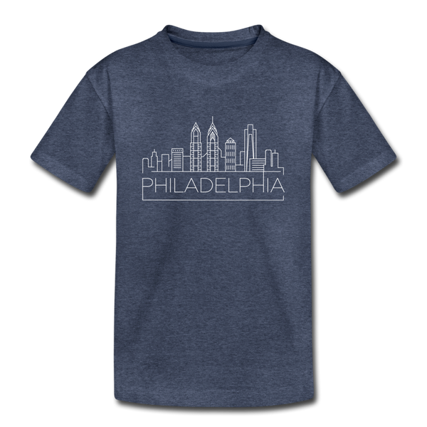 Philadelphia, Pennsylvania Toddler T-Shirt - Skyline Philadelphia Toddler Tee - heather blue