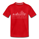 Pittsburgh, Pennsylvania Toddler T-Shirt - Skyline Pittsburgh Toddler Tee - red