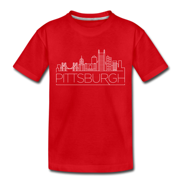 Pittsburgh, Pennsylvania Toddler T-Shirt - Skyline Pittsburgh Toddler Tee - red