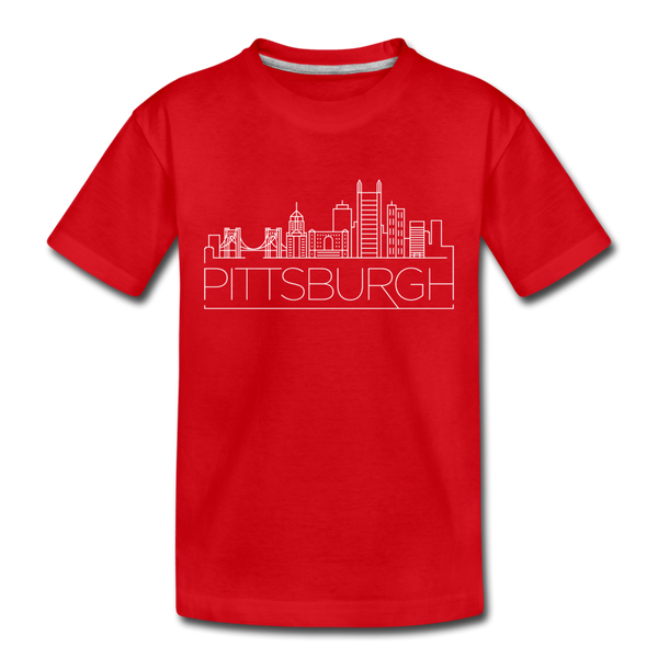 Pittsburgh, Pennsylvania Toddler T-Shirt - Skyline Pittsburgh Toddler Tee - red