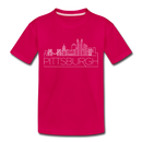 Pittsburgh, Pennsylvania Toddler T-Shirt - Skyline Pittsburgh Toddler Tee - dark pink