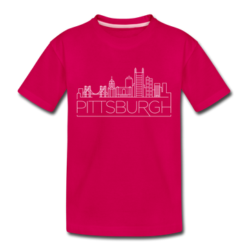 Pittsburgh, Pennsylvania Toddler T-Shirt - Skyline Pittsburgh Toddler Tee - dark pink