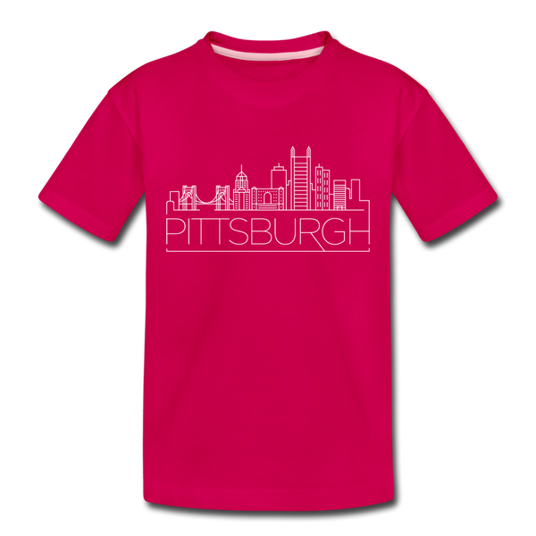 Pittsburgh, Pennsylvania Toddler T-Shirt - Skyline Pittsburgh Toddler Tee - dark pink