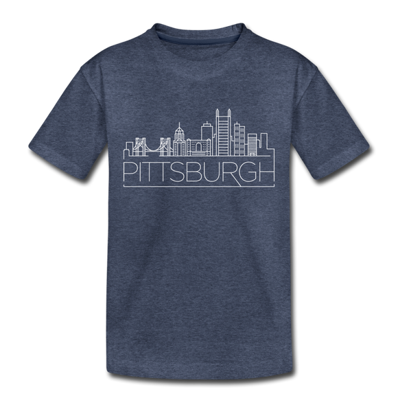 Pittsburgh, Pennsylvania Toddler T-Shirt - Skyline Pittsburgh Toddler Tee - heather blue