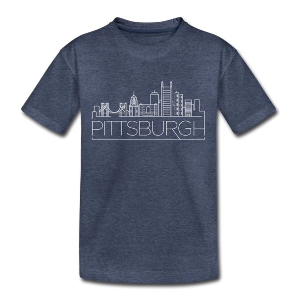 Pittsburgh, Pennsylvania Toddler T-Shirt - Skyline Pittsburgh Toddler Tee - heather blue