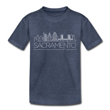 Sacramento, California Toddler T-Shirt - Skyline Sacramento Toddler Tee - heather blue