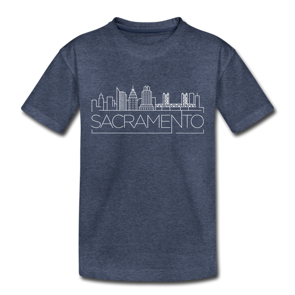 Sacramento, California Toddler T-Shirt - Skyline Sacramento Toddler Tee - heather blue