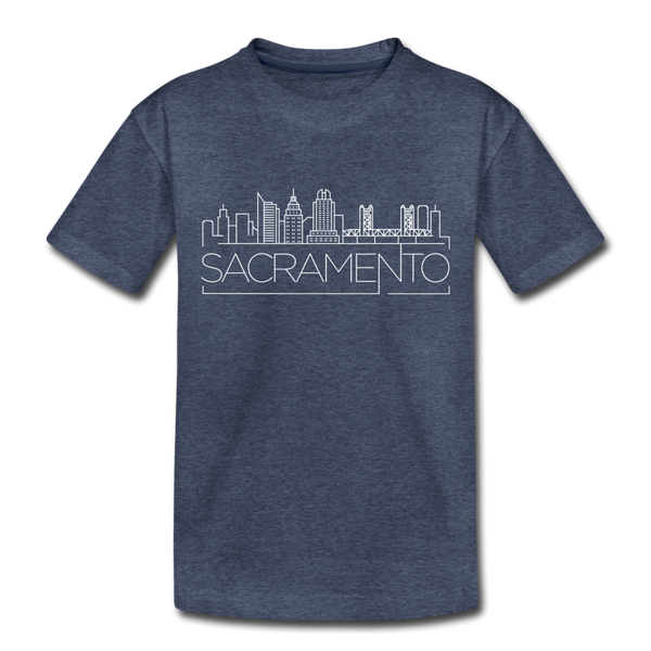 Sacramento, California Toddler T-Shirt - Skyline Sacramento Toddler Tee - heather blue