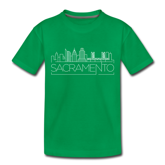 Sacramento, California Toddler T-Shirt - Skyline Sacramento Toddler Tee - kelly green