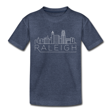 Raleigh, North Carolina Toddler T-Shirt - Skyline Raleigh Toddler Tee - heather blue