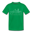 Raleigh, North Carolina Toddler T-Shirt - Skyline Raleigh Toddler Tee - kelly green