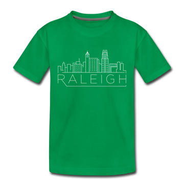 Raleigh, North Carolina Toddler T-Shirt - Skyline Raleigh Toddler Tee - kelly green