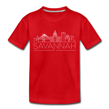 Savannah, Georgia Toddler T-Shirt - Skyline Savannah Toddler Tee - red
