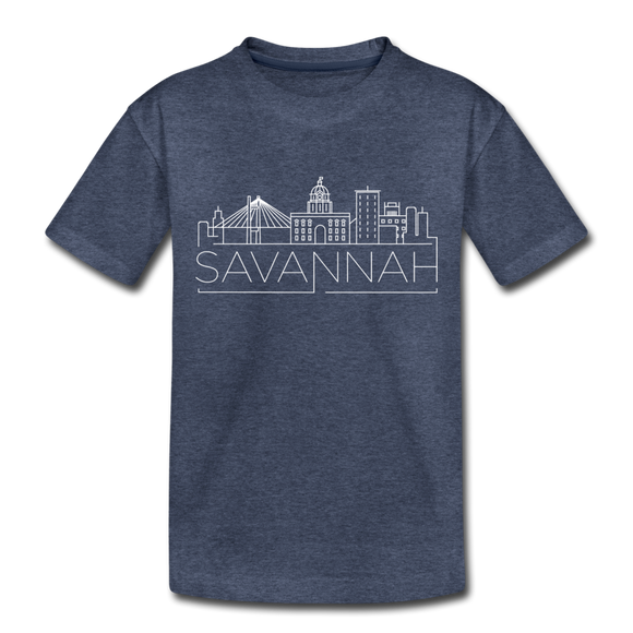 Savannah, Georgia Toddler T-Shirt - Skyline Savannah Toddler Tee - heather blue
