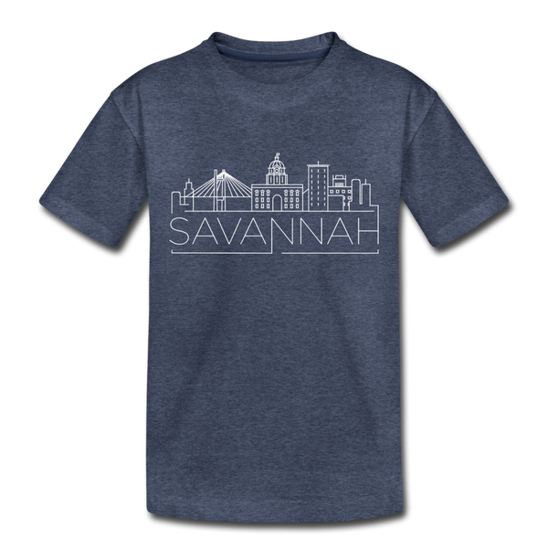 Savannah, Georgia Toddler T-Shirt - Skyline Savannah Toddler Tee - heather blue