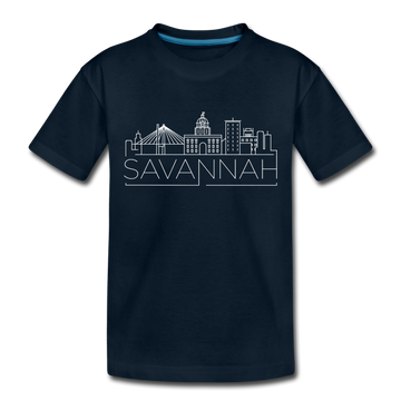 Savannah, Georgia Toddler T-Shirt - Skyline Savannah Toddler Tee - deep navy