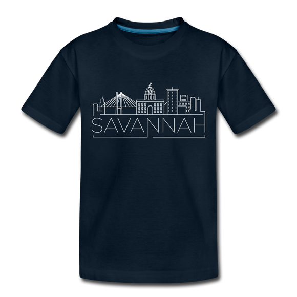Savannah, Georgia Toddler T-Shirt - Skyline Savannah Toddler Tee - deep navy