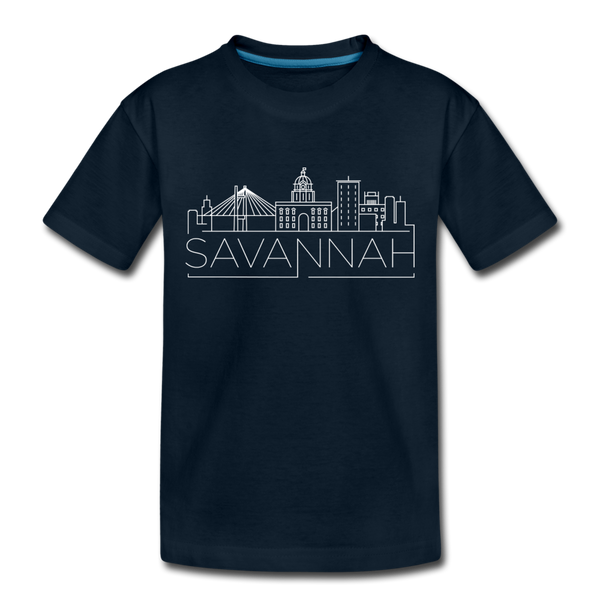 Savannah, Georgia Toddler T-Shirt - Skyline Savannah Toddler Tee - deep navy