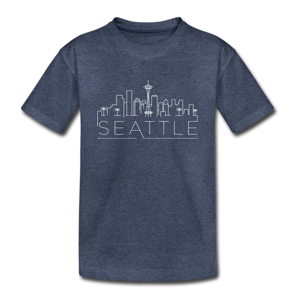 Seattle, Washington Toddler T-Shirt - Skyline Seattle Toddler Tee - heather blue