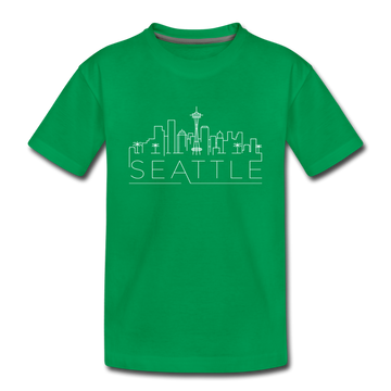 Seattle, Washington Toddler T-Shirt - Skyline Seattle Toddler Tee - kelly green